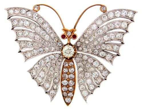 VICTORIAN DIAMOND RUBY GOLD BUTTERFLY BROOCH PIN 11.50 CTS C.1900S MAGNIFICENT: VICTORIAN DIAMOND RUBY GOLD BUTTERFLY BROOCH PIN 11.50 CTS C.1900S MAGNIFICENT Victorian Diamond Ruby & Gold Butterfly Brooch Wonderful antique brooch that is a great addition to your collection. Weig