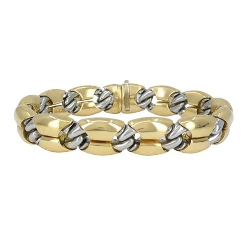 VINTAGE BVLGARI 18K GOLD STEEL LINK BRACELET (1 of 2)