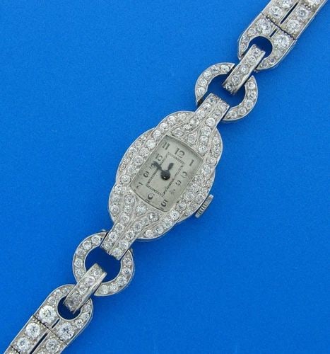 8.94 CTS DIAMOND PLATINUM LADIES WATCH BRACELET CHIC RARE ART DECO 1920S (1 of 2)