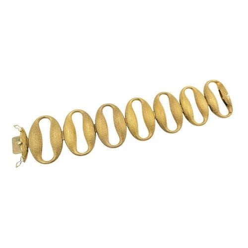 VINTAGE 14K GOLD MODERNIST OPEN OVAL LINK BRACELET (1 of 2)