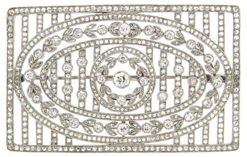 EDWARDIAN DIAMOND PLATINUM BROOCH PIN OPEN-WORK 1910S 3.47 CTS: EDWARDIAN DIAMOND PLATINUM BROOCH PIN OPEN-WORK 1910S 3.47 CTS Edwardian (c. 1910’s) Diamond & Platinum Open-work Brooch This stunning antique brooch is one-of-a-kind piece and now you have a chance