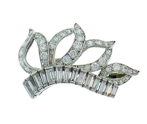 VINTAGE CARTIER MONTURE PLATINUM DIAMOND BROOCH PIN CLIP (1 of 2)