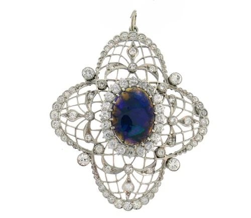 BAILEY BANKS & BIDDLE PLATINUM OPAL DIAMOND PENDANT EDWARDIAN1910S (1 of 2)