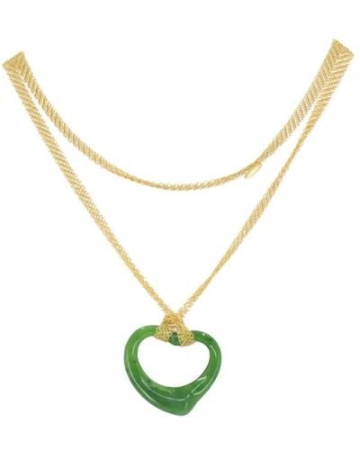 ELSA PERETTI FOR TIFFANY & CO. 18K GOLD JADE OPEN HEART MESH NECKLACE: Elsa Peretti for Tiffany & Co. 18k Gold Jade Open Heart Mesh Necklace NS NETO Elsa Peretti for Tiffany & Co. 18k Gold Jade Open Heart Mesh Necklace A vintage Elsa Peretti for Tiffany & Co. 18k gold an