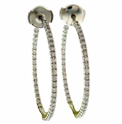 TIFFANY & CO. DIAMOND WHITE GOLD HOOP EARRINGS: TIFFANY & CO. DIAMOND WHITE GOLD HOOP EARRINGS TIFFANY & Co. Diamond 18 karat White Gold Hoop EARRINGS Timeless and wearable hoop earrings that are a "Must Have" in every woman jewelry collection. Cre