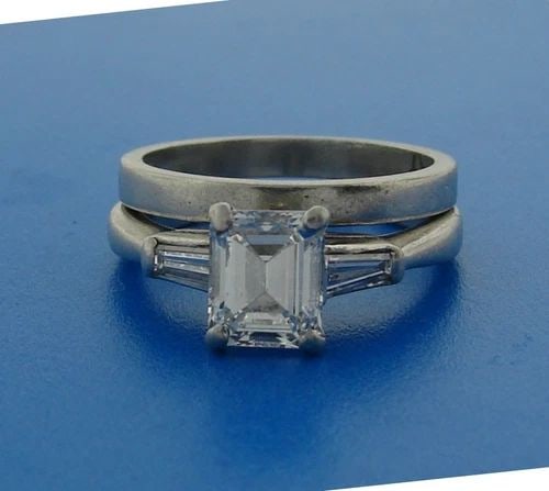 1.02 CT EMERALD CUT DIAMOND H, IF GIA PLATINUM ENGAGEMENT RING WEDDING BAND (1 of 2)
