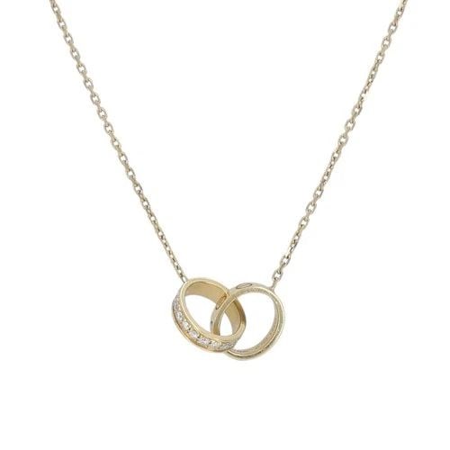 CARTIER LOVE INTERLOCKING 18K GOLD DIAMOND PENDANT NECKLACE (1 of 2)