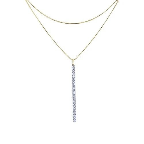 PLATINUM DIAMOND BAR PENDANT 18K GOLD CHAIN NECKLACE (1 of 2)