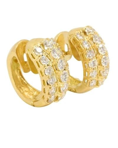 DIAMOND EARRINGS VINTAGE 18K GOLD HOOP EARRINGS FRENCH JEWELRY (1 of 2)