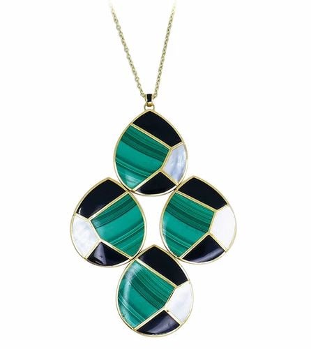 IPPOLITA 18K GOLD NECKLACE WITH GEMSTONES INLAY PENDANT ESTATE JEWELRY: IPPOLITA 18K GOLD NECKLACE WITH GEMSTONES INLAY PENDANT ESTATE JEWELRY Ippolita 18 karat Yellow Gold Gemstones Inlay Pendant Necklace A unique Ippolita necklace made of 18k yellow gold and gemstones. 