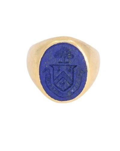 TIFFANY & CO. 14K GOLD RING CARVED LAPIS LAZULI VINTAGE SIGNET RING: TIFFANY & CO. 14K GOLD RING CARVED LAPIS LAZULI VINTAGE SIGNET RING NS AAOO Tiffany & Co. 14k Gold Ring Carved Lapis Lazuli Vintage Signet Ring A classic Tiffany & Co. 14k gold signet ring that combin