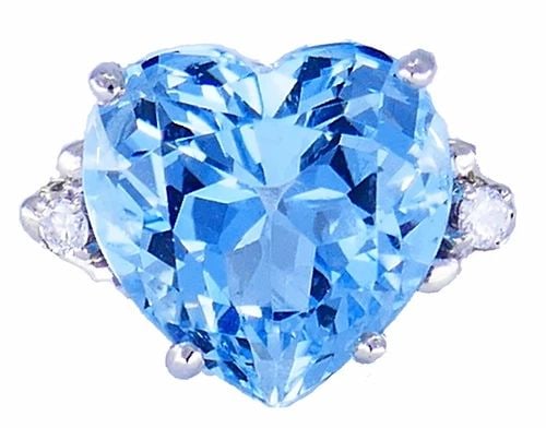 VINTAGE RING 14K WHITE GOLD AQUAMARINE DIAMOND COCKTAIL RING ESTATE JEWELRY: VINTAGE RING 14K WHITE GOLD AQUAMARINE DIAMOND COCKTAIL RING ESTATE JEWELRY Vintage 14 karat White Gold Aquamarine Diamond Ring A sweet and beautiful vintage ring, made of 14k white gold, featuring a 