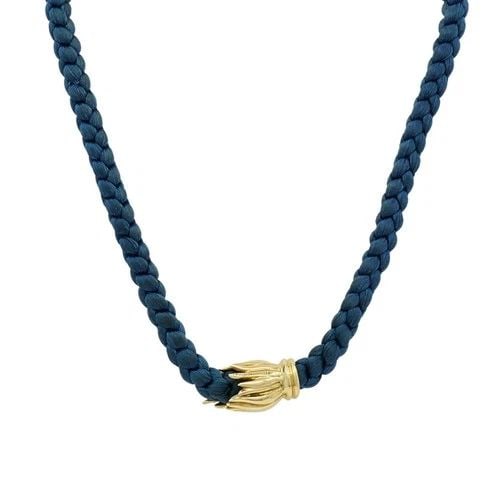 TIFFANY & CO. 18K GOLD TULIP CLASP BRAIDED CORD NECKLACE: TIFFANY & CO. 18K GOLD TULIP CLASP BRAIDED CORD NECKLACE DESIGNER Tiffany & Co. MATERIALS 18K Gold WEIGHT 27.3 Grams MEASUREMENTS Cord - 1/4" x 16" Clasp - 9/16" x 1" HALLMARKS Tiffany & Co., 18K ITEM