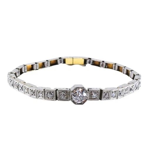 VINTAGE 14K WHITE GOLD DIAMOND BRACELET ESTATE JEWELRY (1 of 2)