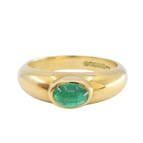 ASPREY LONDON 18K GOLD OVAL CABOCHON EMERALD RING (1 of 2)