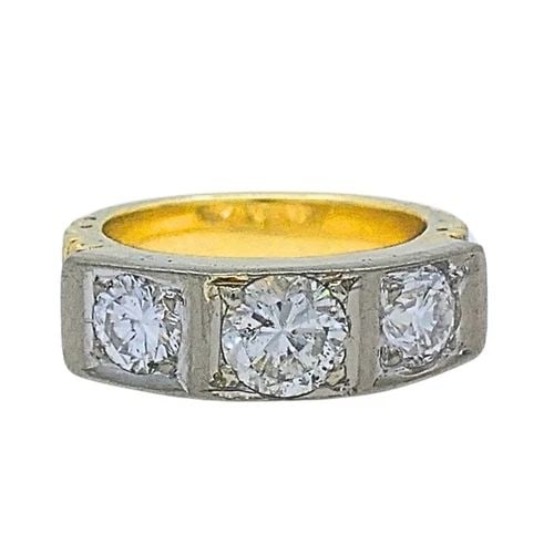 VINTAGE THREE STONE DIAMOND RING 14K GOLD (1 of 2)