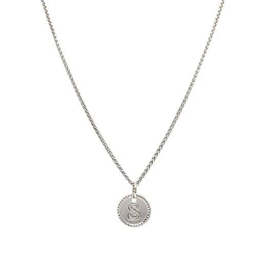 18K WHITE GOLD MONOGRAM "S" PENDANT NECKLACE: 18K WHITE GOLD MONOGRAM "S" PENDANT NECKLACE Product details: MATERIALS: 18k Gold GEMSTONE: Diamond WEIGHT: Pendant - 6.1 Grams, Chain - 11.2 Grams MEASUREMENTS: Pendant - 3/4", Chain - 15" HALLMARKS: