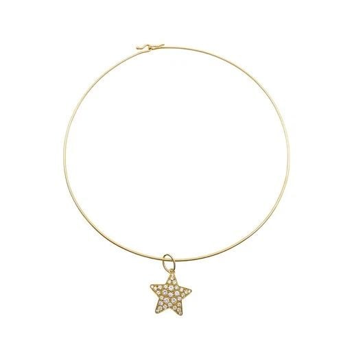 14K GOLD DIAMOND STAR PENDANT 10K GOLD CHOKER NECKLACE (1 of 2)