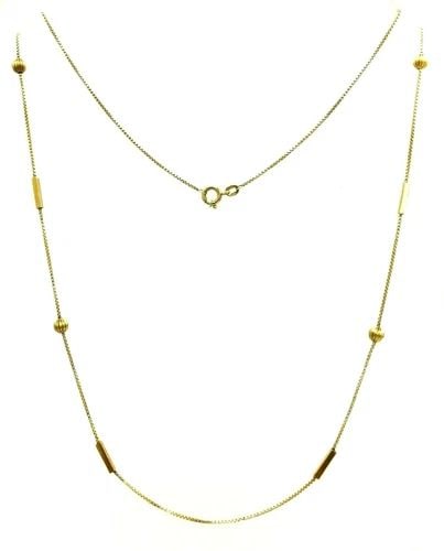 VINTAGE 18K YELLOW GOLD BALL BOX CHAIN NECKLACE (1 of 2)