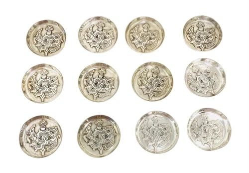 1920S STERLING SILVER DECORATIVE MINI DISHES SET OF 12 (1 of 2)
