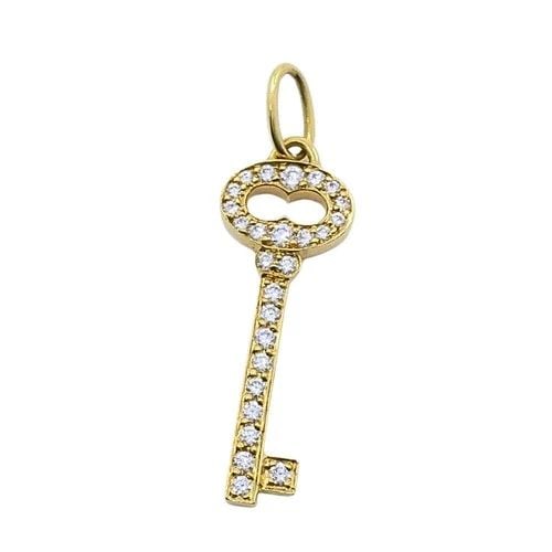 TIFFANY & CO. 18K YELLOW GOLD DIAMOND KEY PENDANT (1 of 2)