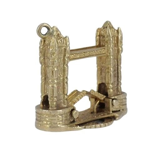 VINTAGE LONDON BRIDGE MECHANICAL 9K YELLOW GOLD CHARM PENDANT (1 of 2)