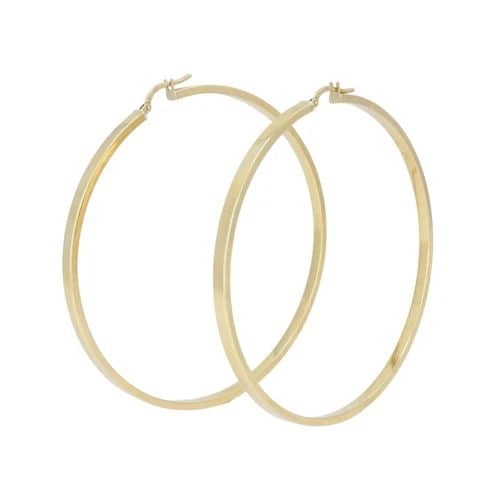 VINTAGE ITALIAN 14K GOLD HOOP EARRINGS, LATE 20TH CENTURY: VINTAGE ITALIAN 14K GOLD HOOP EARRINGS, LATE 20TH CENTURY KL EOO These Italian 14k gold hoop earrings feature a classic large hoop design crafted with a smooth tubular profile. The hoops are formed in