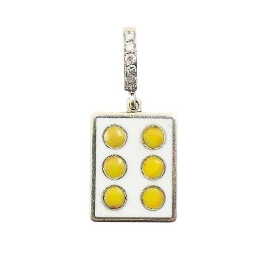 VINTAGE 12K GOLD DOMINO SIX CHARM PAVÉ DIAMOND BAIL (1 of 2)