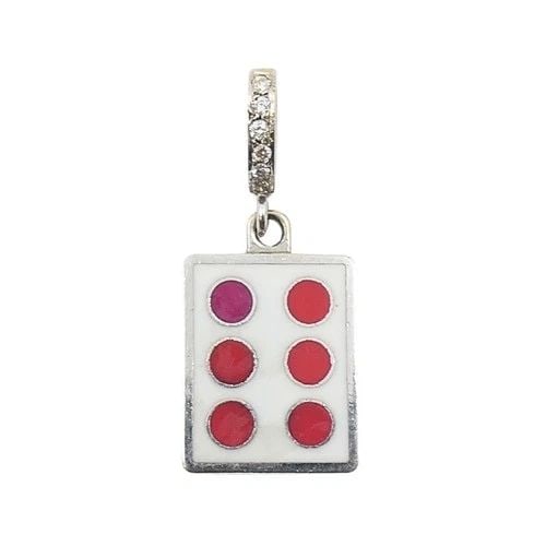 VINTAGE 12K GOLD DOMINO SIX CHARM PAVÉ DIAMOND BAIL (1 of 2)