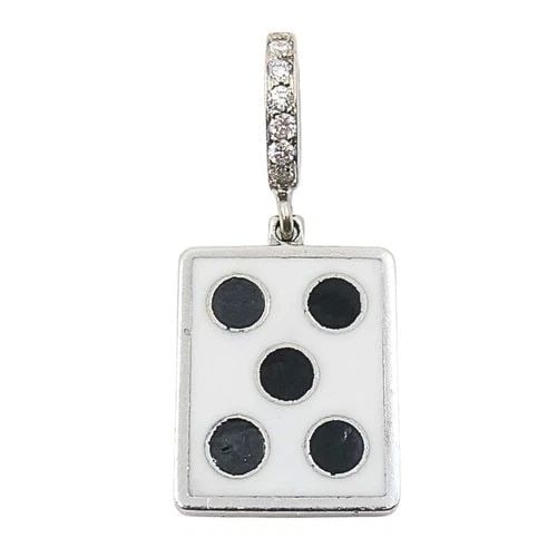 VINTAGE 12K GOLD DOMINO FIVE CHARM PAVÉ DIAMOND BAIL (1 of 2)