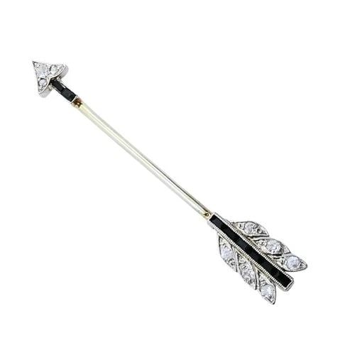 ART DECO 18K GOLD DIAMOND ARROW JABOT PIN (1 of 2)