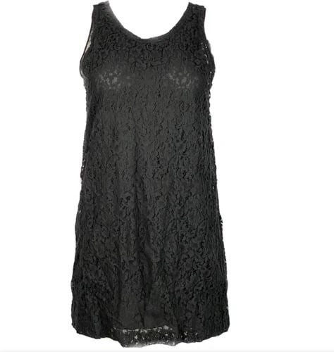 CHRISTIAN DIOR PARIS BLACK SILK FLORAL LACE TOP TUNIC (1 of 2)