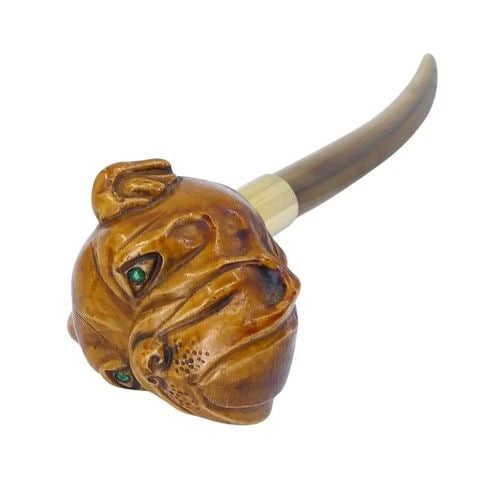 VINTAGE ITALIAN WOODEN BULLDOG LETTER OPENER (1 of 2)