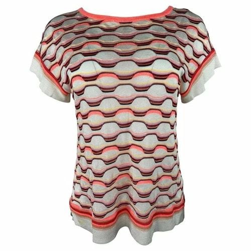 VINTAGE MISSONI WHITE AND ORANGE T- SHIRT TOP (1 of 2)