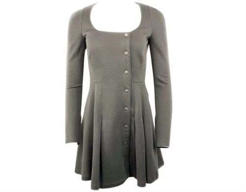 PROENZA SCHOULER BLACK WOOL MINI COAT DRESS W/ BUTTONS SIZE 4 (1 of 2)