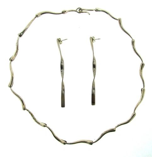 SILVER 800 SET NECKLACE & EARRINGS STYLISH (1 of 2)