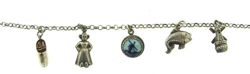 CUTE SILVER & ENAMEL CHARM BRACELET CIRCA 1970S (1 of 2)