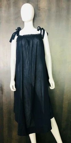 DESIGNER NAVY DARK BLUE ORGANIC COTTON MAXI STRAP DRESS O/Z (1 of 2)