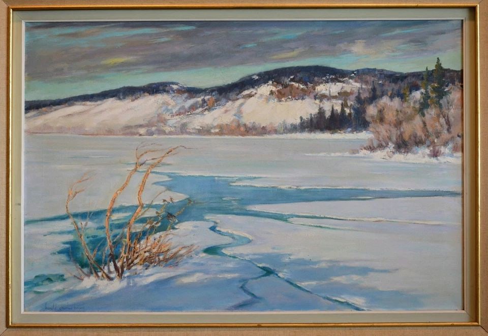 HAROLD CHARLES BOYES PAINTING SNOW LANDSCAPE MOUNTAINS OTTAWA RIVER CANADA 1965 (1 of 2)