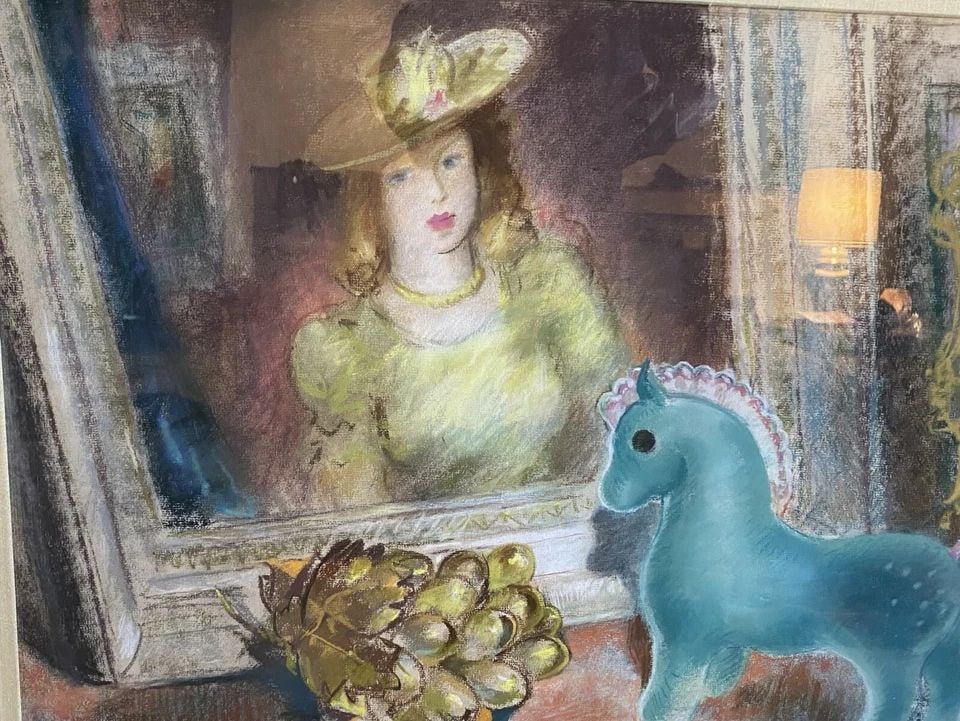 STEPHEN CSOKA 1897-1989 PASTEL DRAWING - EVOCATIVE STILL LIFE YOUNG GIRL: STEPHEN CSOKA 1897-1989 PASTEL DRAWING - EVOCATIVE STILL LIFE YOUNG GIRL Item Description: This evocative still life drawing was done by Stephen Csoka (1897-1989). It has been done in pastel chalks. T