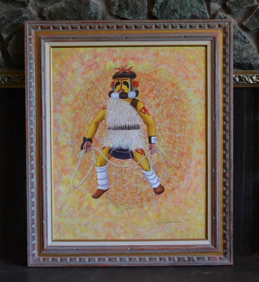 DELBRIDGE HONANIE - COOCHSIWUKIOMA (1946-) HOPI PAINTING - SIKYA HEHEYA KACHINA: DELBRIDGE HONANIE - COOCHSIWUKIOMA (1946-) HOPI PAINTING - SIKYA HEHEYA KACHINA Delbridge Honanie is a traditional Hopi artist who is a founding member of the group Artist Hopid which was formed to ed