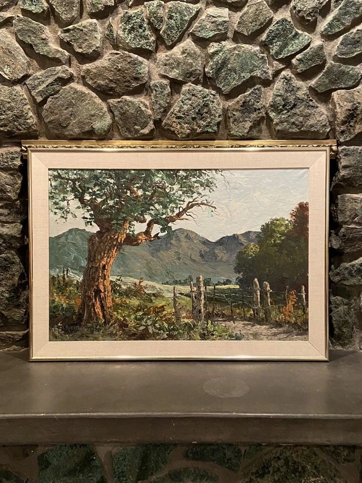 SEGUNDO HUERTAS (1923-2010) - VINTAGE OIL PAINTING - MOUNTAIN LANDSCAPE (1 of 2)