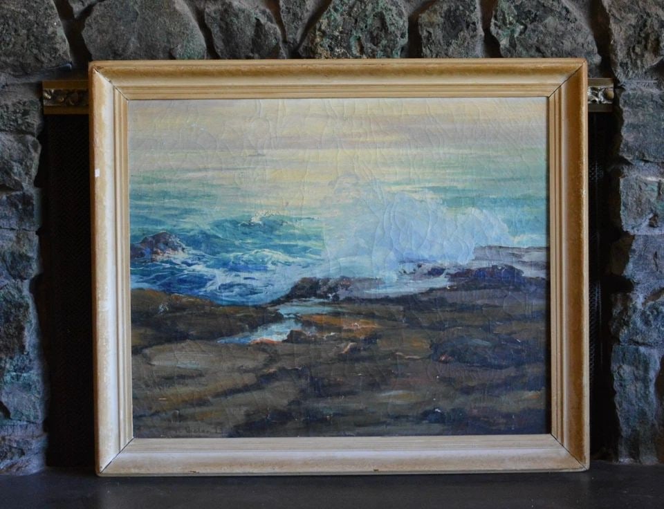 WILLIAM GALEN DOSS 1873-1957 - LAGUNA BEACH CALIFORNIA SEASCAPE OIL PAINTING (1 of 2)