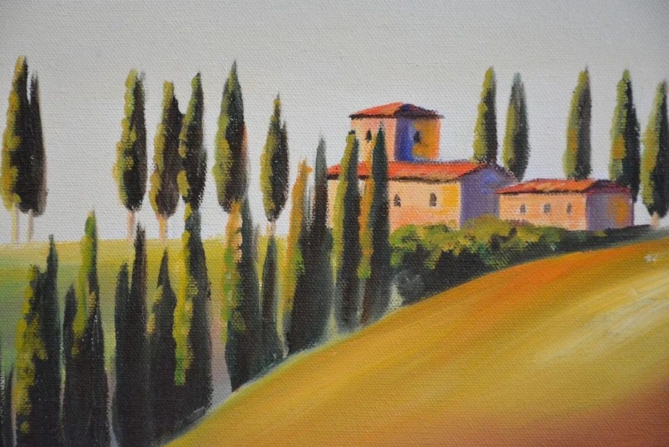 LIZ CUMMINGS - LANDSCAPE OIL PAINTING - TUSCANY ITALY - ROLLING HILLS - CYPRESS (1 of 2)