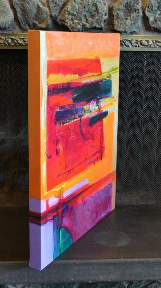 MARLYS K MALLET - ABSTRACT PAINTING - TITLED "MATRIX II" - BRIGHT VIBRANT COLORS (1 of 2)