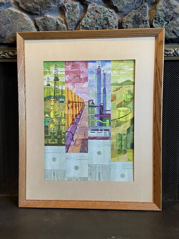 WILMER BEHLER (1915-1994) COLORFUL INDUSTRIAL LANDSCAPE PAINTING - BETHLEHEM PA (1 of 2)
