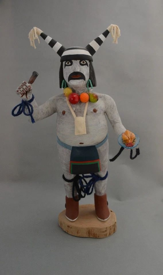 HENRY SHELTON (1929-2016) VINTAGE HOPI KACHINA - KOSHARE "BAD DUDE" - 14.5" (1 of 2)
