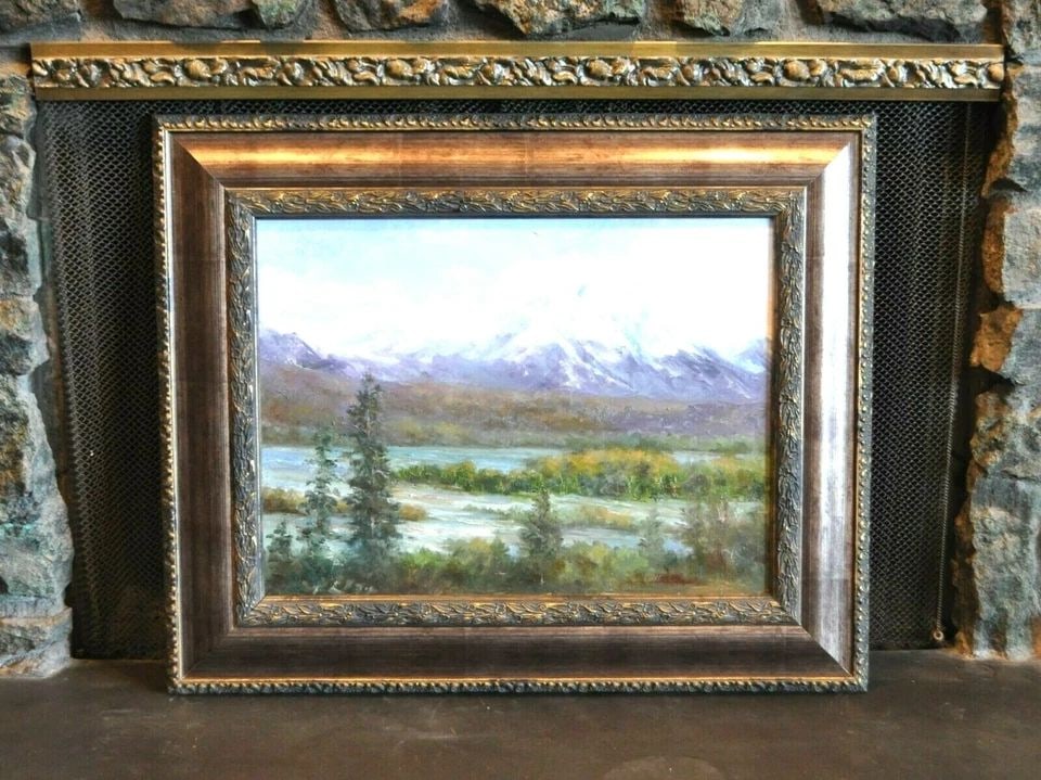 ALASKA LANDSCAPE OIL PAINTING - MOUNTAINS BRAIDED RIVERS DENALI - JANET LOVELESS (1 of 2)
