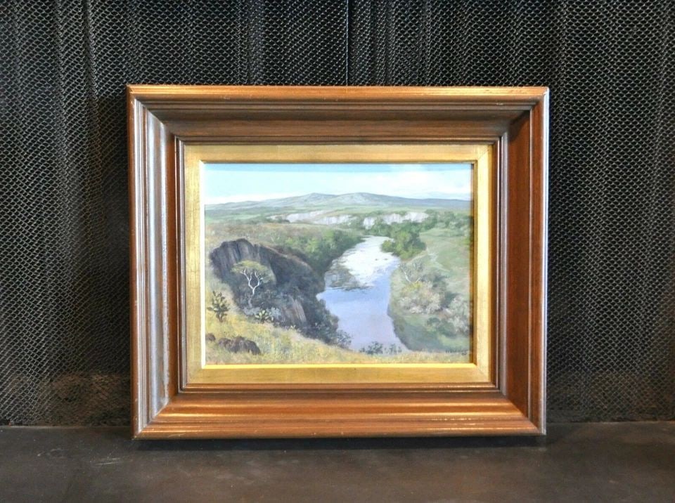 VINTAGE OIL PAINTING - "TRANQUIL RIVER" LANDSCAPE - MEXICO - GUSTAVO VALENZUELA: VINTAGE OIL PAINTING - "TRANQUIL RIVER" LANDSCAPE - MEXICO - GUSTAVO VALENZUELA Item Description: This vintage oil painting was done by listed Mexican artist Gustavo Valenzuela (1938-). It is titled "