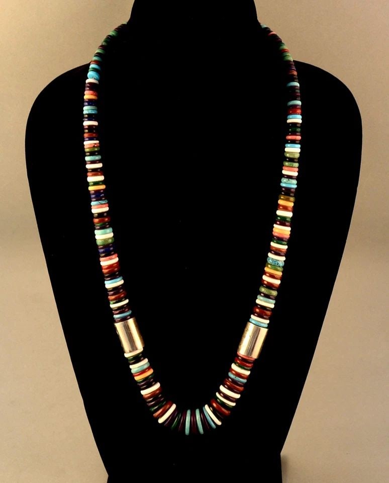 NESTORIA CORIZ - VINTAGE GRADUATED MULTICOLOR MULTISTONE BEAD NECKLACE - 25.5" (1 of 2)
